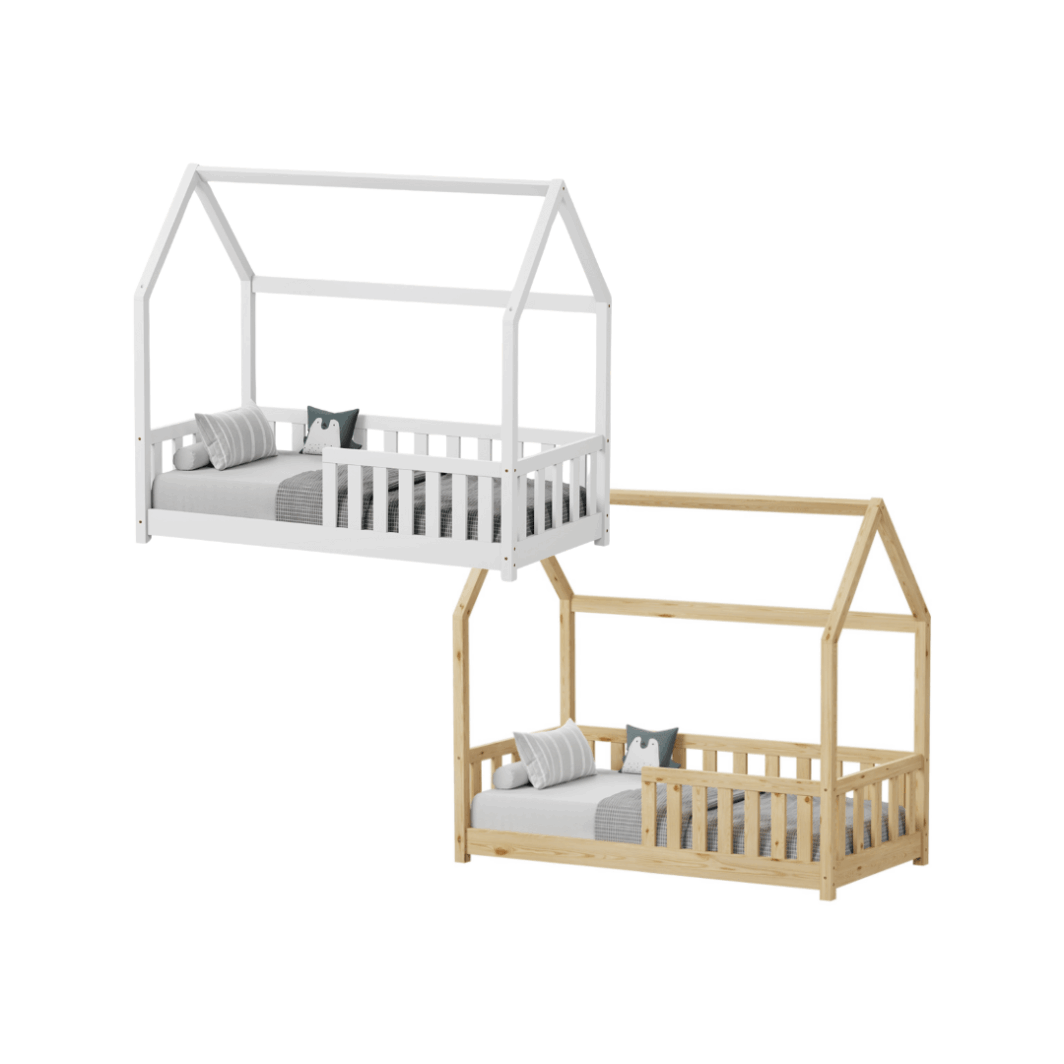Παιδικό κρεβάτι Montessori "Bambie" 70x140εκ [Λευκό & φυσική απόχρωση]